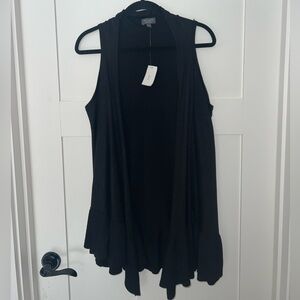 The Limited Black Sleeveless Ruffle Hem Cardigan‎ Size XL